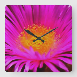 Horloge Carrée Art Artistique Magenta Rose Aster Flower Floral Ar
