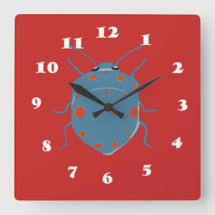 Horloge Carrée Art Blue Bugs