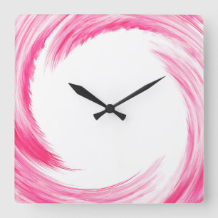 Horloge Carrée Art de Pink Swirl