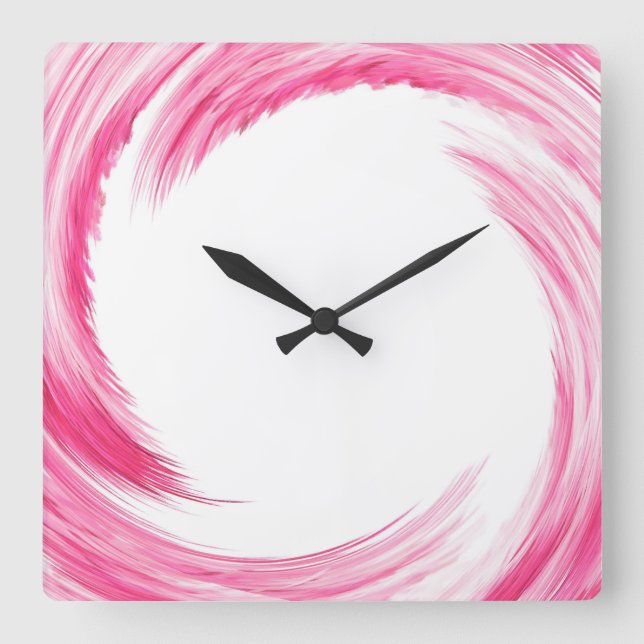 Horloge Carrée Art de Pink Swirl (Recto)