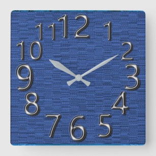 Horloge Carrée Art-De-Temps-Argent-Rétro-Bleu-Plaisirs