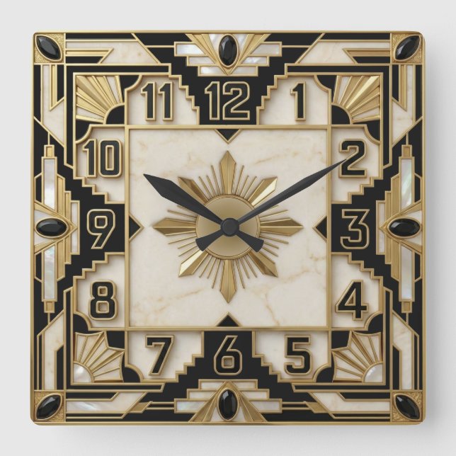 Horloge Carrée Art Déco (Recto)