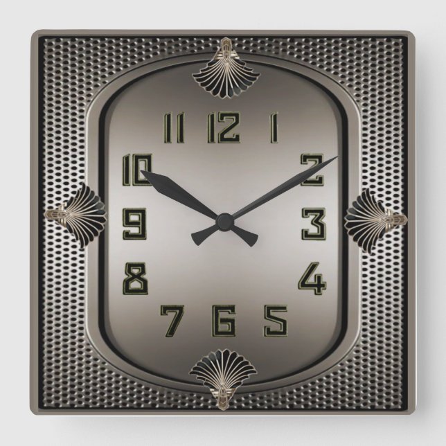 Horloge Carrée Art Déco Argent (Recto)