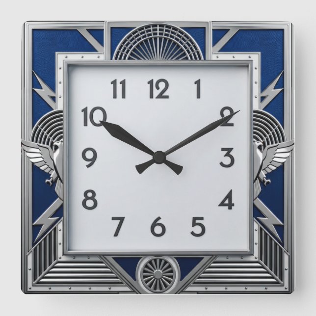 Horloge Carrée Art Déco Argent (Recto)