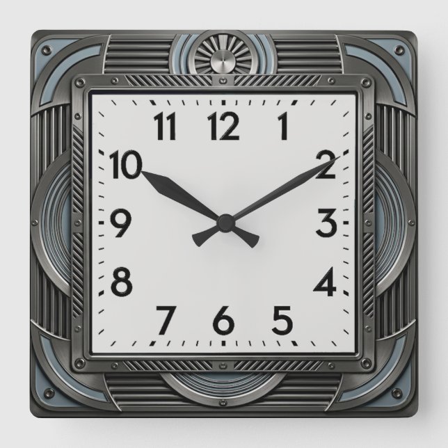 Horloge Carrée Art Déco Argent (Recto)
