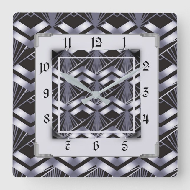 Horloge Carrée Art déco argenté (Recto)