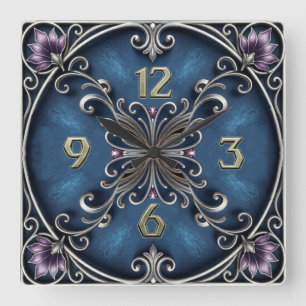 Horloge Carrée Art Déco argenté