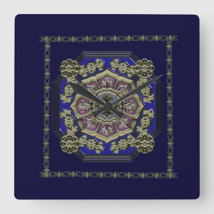 Horloge Carrée Art déco asiatique traditionnel bijoux