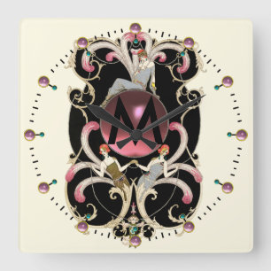 HORLOGE CARRÉE ART DÉCO BEAUTÉ MODE ROSE ROSE MONOGRAMME EN PIERR