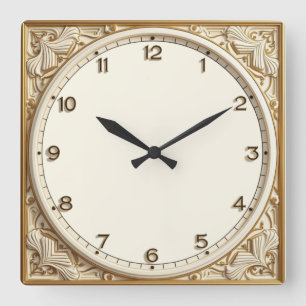 Horloge Carrée Art déco blanc