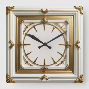 Horloge Carrée Art Déco Blanc