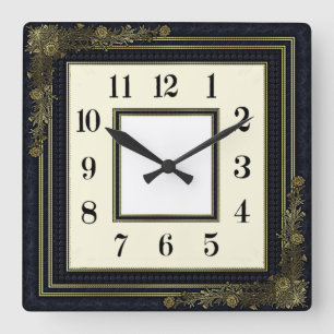 Horloge Carrée Art Déco Bleu