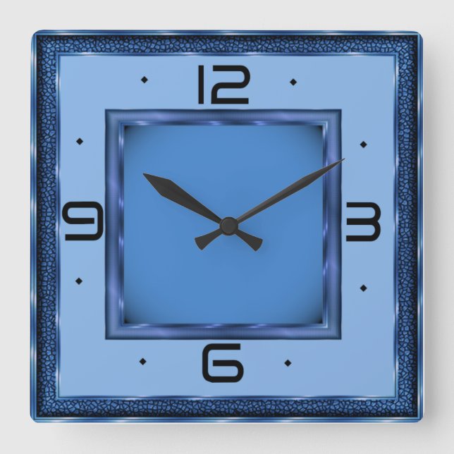 Horloge Carrée Art déco bleu (Recto)