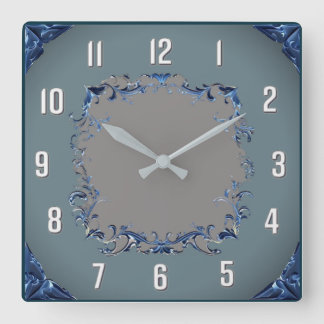 Horloge Carrée Art Déco bleu