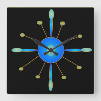 Horloge Carrée Art déco bleu / aqua / or > Horloges créatives