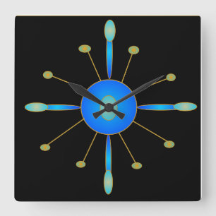 Horloge Carrée Art Deco Blue/ Aqua/ Gold > Creative Clocks