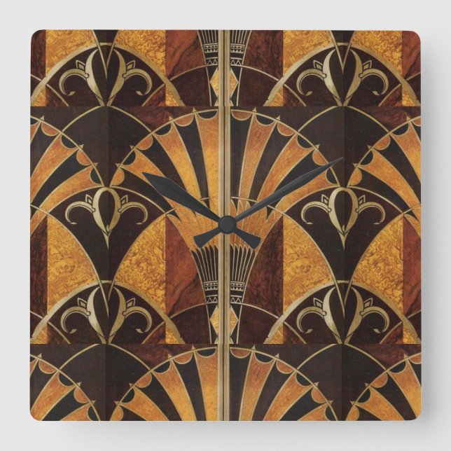 HORLOGE CARRÉE ART DECO BOIS INLAID (Recto)