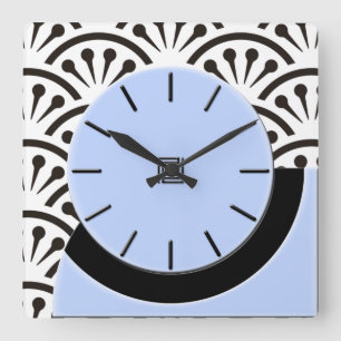Horloge Carrée Art Déco Coupe-A-Way (bleu ciel+noir)