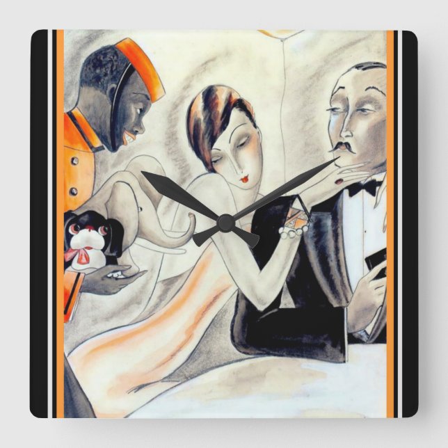 Horloge Carrée Art Deco Design Clock by Dodo (Recto)