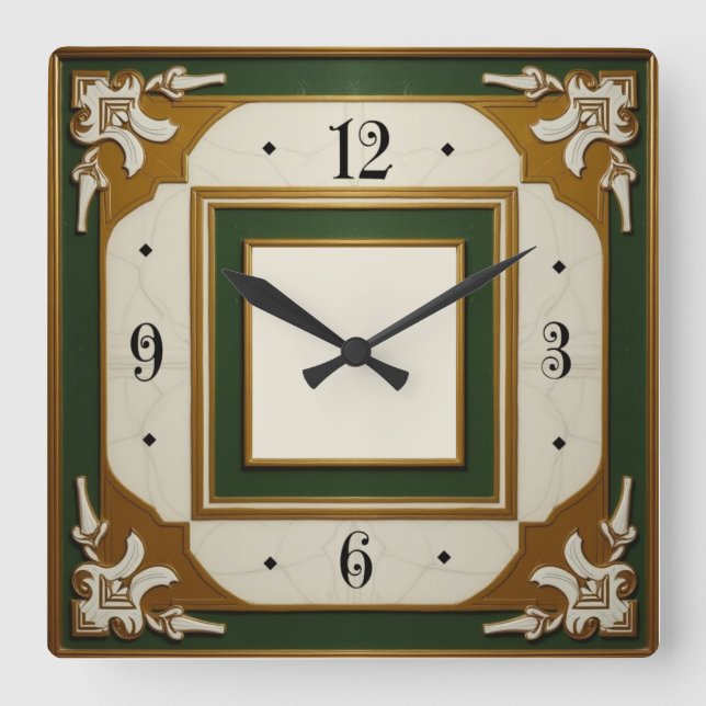 Horloge Carrée Art Deco Elegant (Recto)