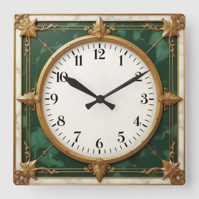 Horloge Carrée Art Déco élégant (Recto)