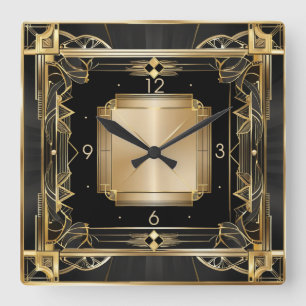 Horloge Carrée Art Déco élégant