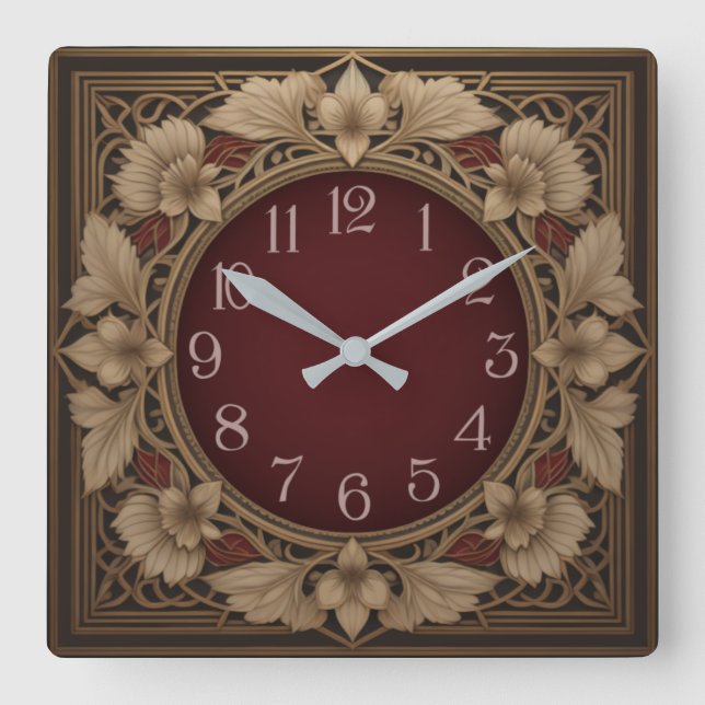 Horloge Carrée Art déco élégant (Recto)