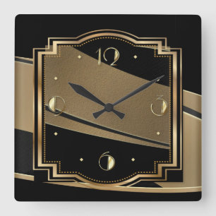 Horloge Carrée Art déco élégant