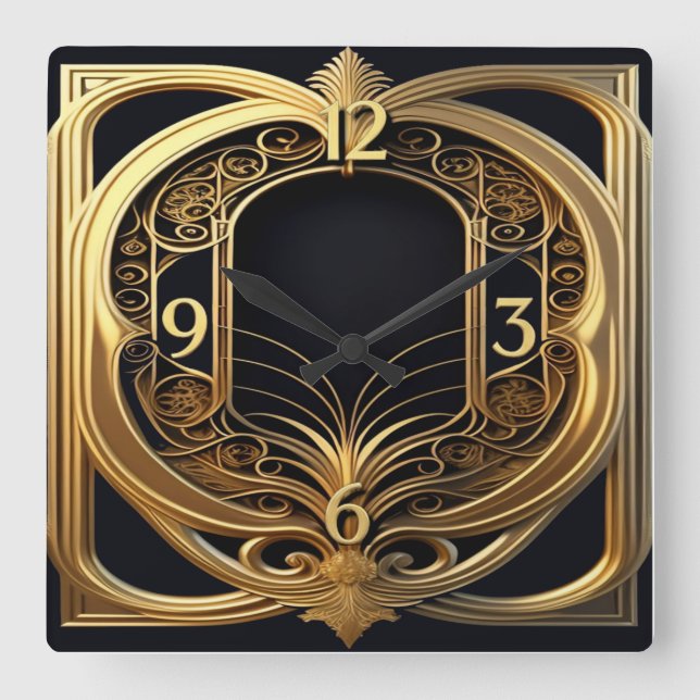 Horloge Carrée Art Deco Elegant (Recto)