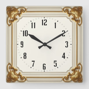 Horloge Carrée Art Déco Elegant Blanc