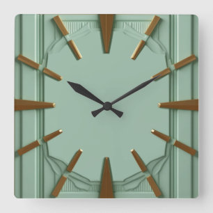 Horloge Carrée Art Déco Élégant Mint