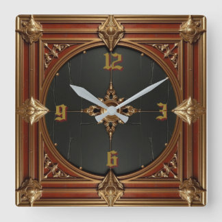 Horloge Carrée Art Deco Elegant Red