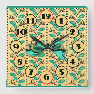 Horloge Carrée Art déco Escalade Cépages de fraises