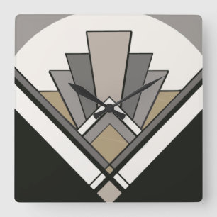 Horloge Carrée Art Deco Fan Tile Clock