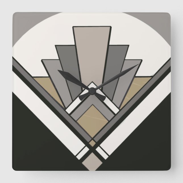 Horloge Carrée Art Deco Fan Tile Clock (Recto)
