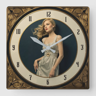 Horloge Carrée Art Deco Girl