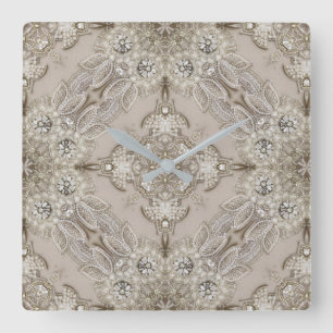 Horloge Carrée   Art Déco Glamour Vintage Mode Gris Beige