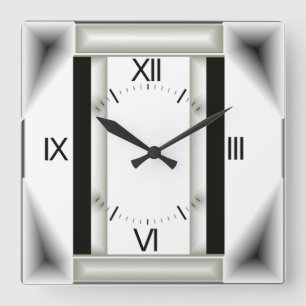 Horloge Carrée Art deco grey
