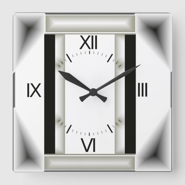 Horloge Carrée Art deco grey (Recto)