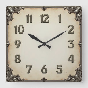 Horloge Carrée Art Déco Gris 