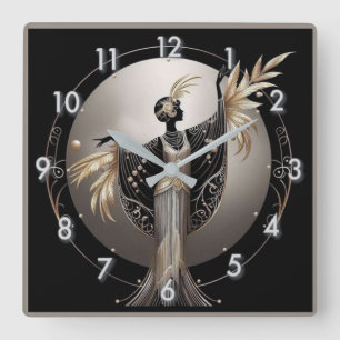 Horloge Carrée Art Déco Gris