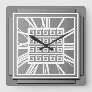 Horloge Carrée Art déco, gris d'étain