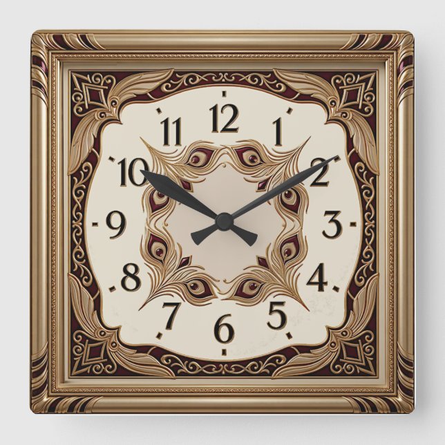 Horloge Carrée Art Déco Luxe (Recto)
