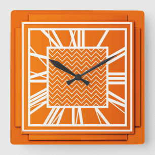 Horloge Carrée Art déco, mandarine