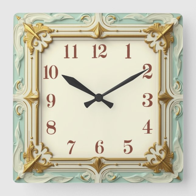 Horloge Carrée Art déco mint (Recto)