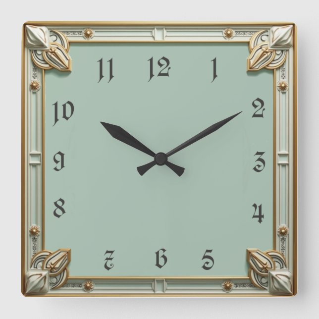 Horloge Carrée Art Déco Mint (Recto)