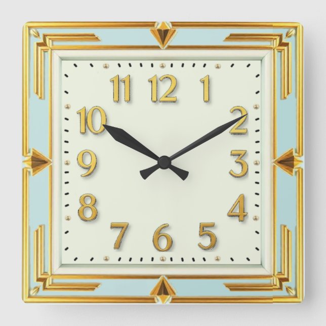 Horloge Carrée Art Déco Mint (Recto)