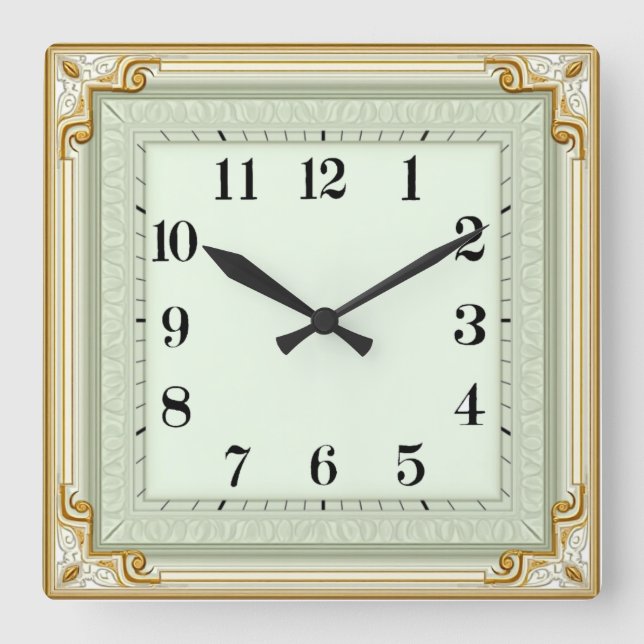 Horloge Carrée Art Déco Mint (Recto)