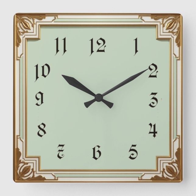 Horloge Carrée Art Déco Mint (Recto)