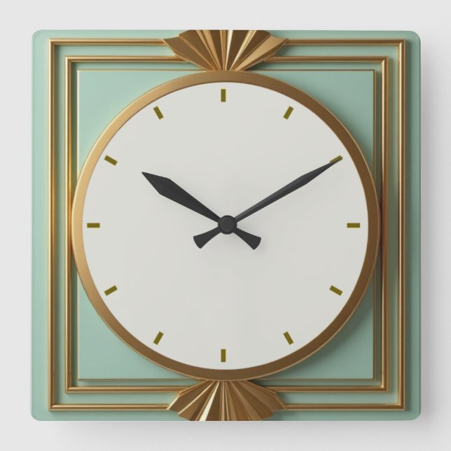Horloge Carrée Art Déco Mint (Recto)